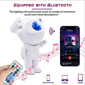 Astronaut Galaxy Projector Lamp Starry Star Bluetooth Music Night Light With Remote